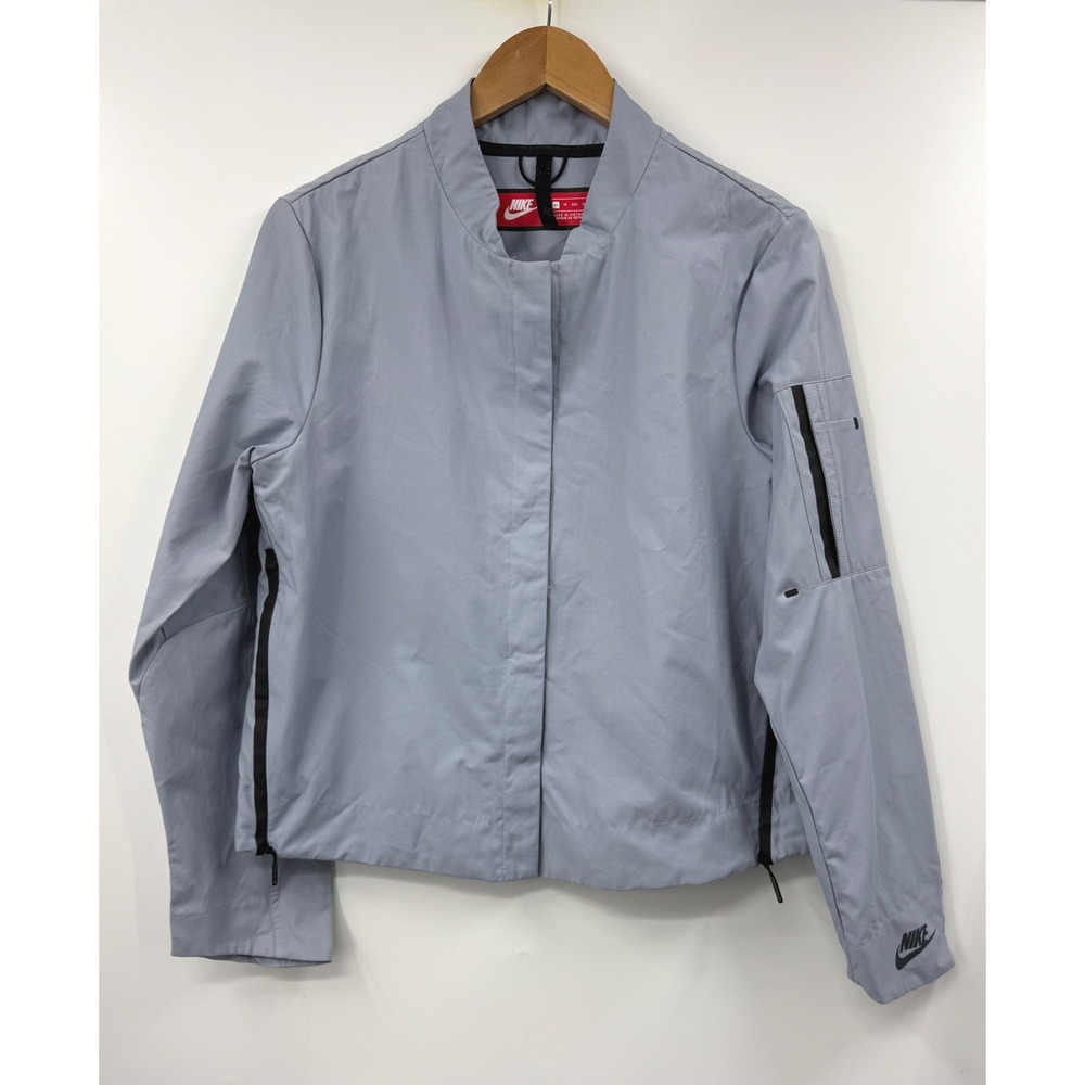 Nike Tech Pack Womens XS Light Blue‎ Grey Utility Jacket Side Zip Mock Neck XS